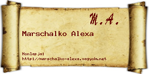 Marschalko Alexa névjegykártya